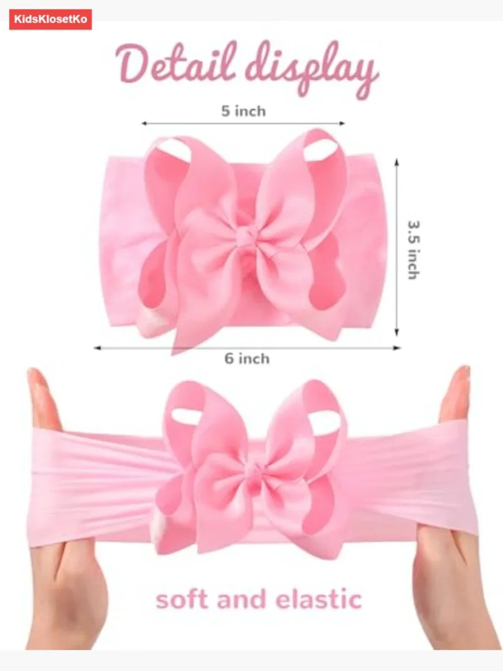 6pk Baby Girl Hair Bows Soft Nylon Stretchy Headbands Newborn Toddler